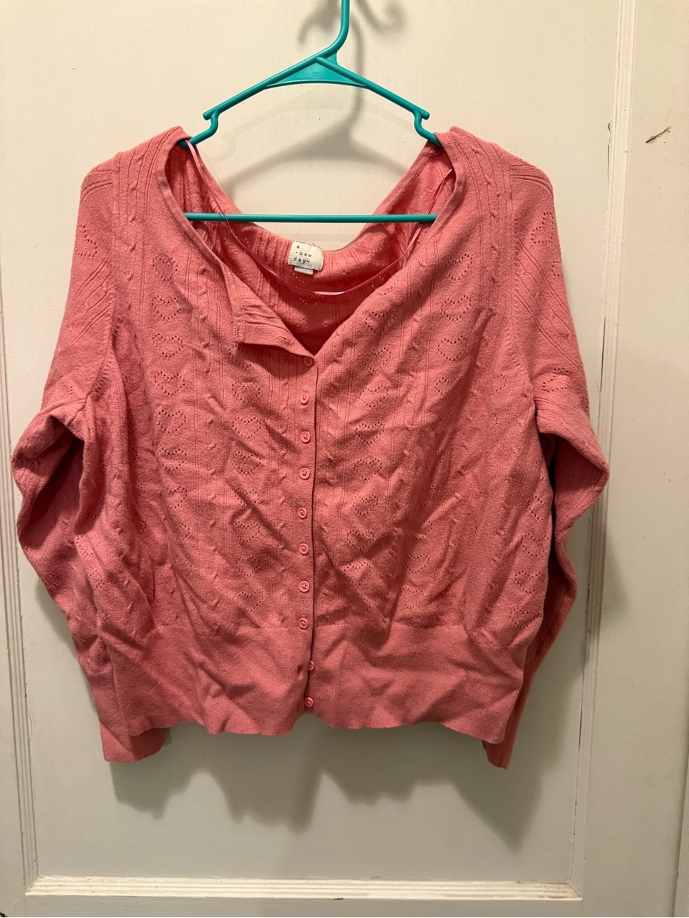 a new day Coral Pink Button-Up Lightweight Cardigan